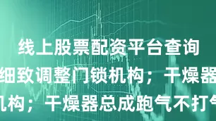 线上股票配资平台查询官网他们细致调整门锁机构;干燥器总成跑气不打气